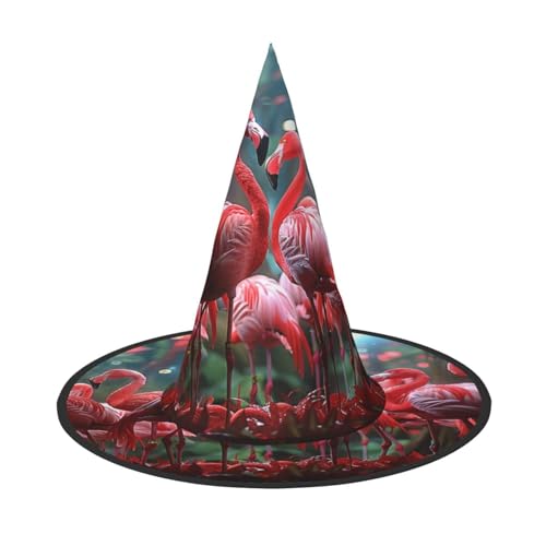 OIBNKCN Eine Gruppe von Flamingos, Halloween-Hut, Hexenhut, perfekt für Frauen, Männer, Hexenhut, Dekoration zum Aufhängen und für Partys OIBNKCN Eine Gruppe von Flamingos, Halloween-Hut, Hexenhut, perfekt für Frauen, Männer, Hexenhut, Dekoration zum Aufhängen und für Partys von OIBNKCN