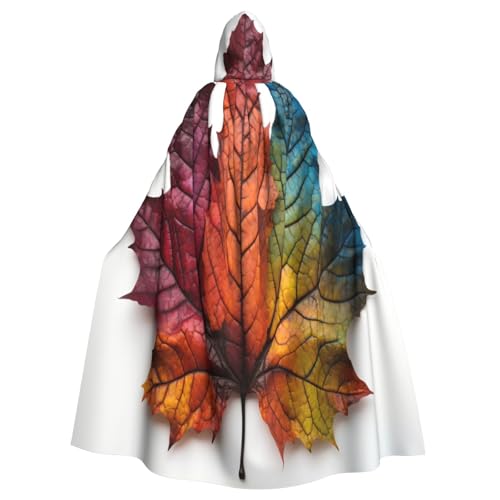 OIBNKCN Farbenfroher Ahornblatt-Umhang mit Kapuze für Damen und Herren, langlebiger und stilvoller schwarzer Umhang mit Kapuze für Halloween, Cosplay und mehr. von OIBNKCN