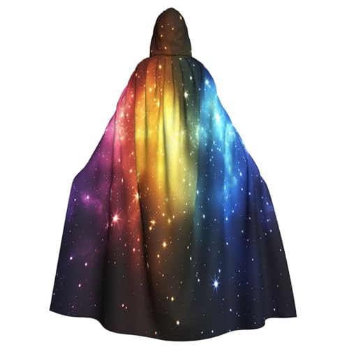 OIBNKCN Farbenfroher strahlender Kapuzenumhang für Damen und Herren, langlebiger und stilvoller schwarzer Umhang mit Kapuze für Halloween, Cosplay und mehr. von OIBNKCN