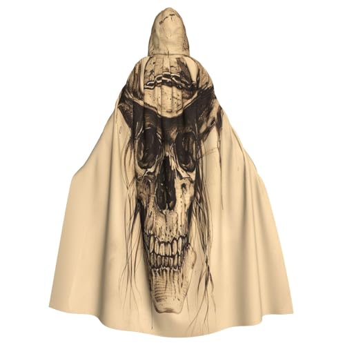 OIBNKCN Geheimnisvoller Skelett-Kapuzenumhang für Damen und Herren, langlebiger und stilvoller schwarzer Umhang mit Kapuze für Halloween, Cosplay und mehr. von OIBNKCN