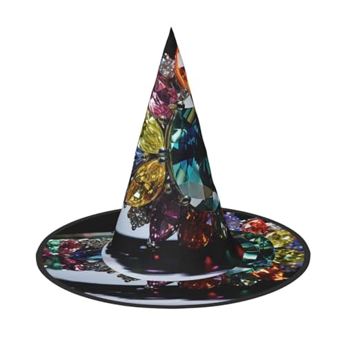 OIBNKCN Halloween-Hut mit Regenbogen-Edelsteinen – perfekt für Frauen, Männer, Hexenhut, Dekoration zum Aufhängen und für Partys OIBNKCN Halloween-Hut mit Regenbogen-Edelsteinen – perfekt für Frauen, Männer, Hexenhut, Dekoration zum Aufhängen und für Partys von OIBNKCN