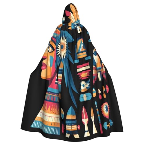 OIBNKCN Kapuzenumhang mit Patchwork-Federmuster für Damen und Herren, langlebiger und stilvoller schwarzer Umhang mit Kapuze für Halloween, Cosplay und mehr. von OIBNKCN