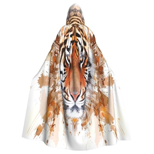 OIBNKCN Kapuzenumhang mit afrikanischem Tiger, für Damen und Herren, langlebiger und stilvoller schwarzer Umhang mit Kapuze für Halloween, Cosplay und mehr. von OIBNKCN