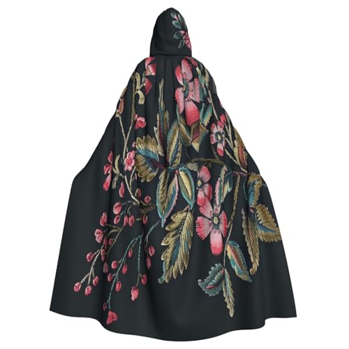 OIBNKCN Kapuzenumhang mit antiken Blumen für Damen und Herren, langlebiger und stilvoller schwarzer Umhang mit Kapuze für Halloween, Cosplay und mehr. von OIBNKCN