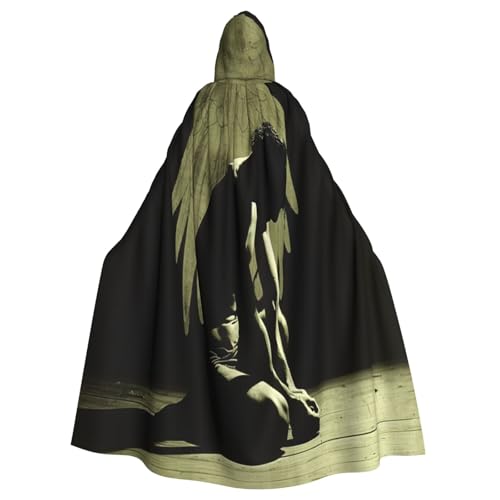 OIBNKCN Kapuzenumhang mit einsamer Silhouette für Damen und Herren, langlebiger und stilvoller schwarzer Umhang mit Kapuze für Halloween, Cosplay und mehr. von OIBNKCN