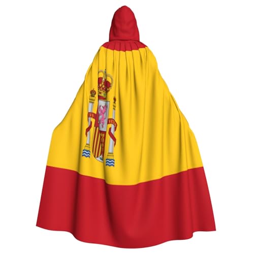 OIBNKCN Kapuzenumhang mit spanischer Flagge für Damen und Herren, langlebiger und stilvoller schwarzer Umhang mit Kapuze für Halloween, Cosplay und mehr. von OIBNKCN
