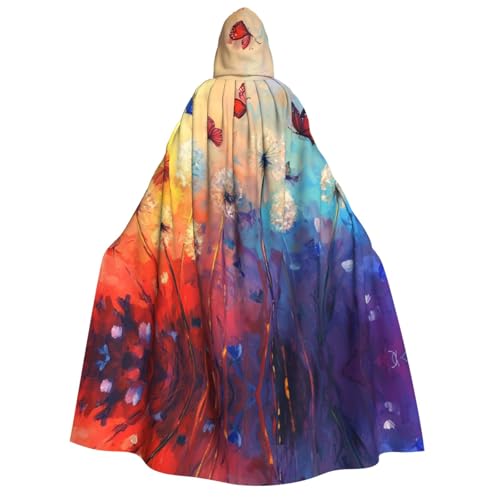 OIBNKCN Löwenzahn und Schmetterling Halloween Kapuzenmantel für Erwachsene Männer Frauen Weihnachten Hoodies Umhang Rollenspiel Kostüme von OIBNKCN