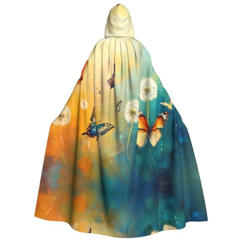 OIBNKCN Löwenzahn und Schmetterlinge Halloween Kapuzenmantel für Erwachsene Männer Frauen Weihnachten Hoodies Umhang Rollenspiel Kostüme von OIBNKCN