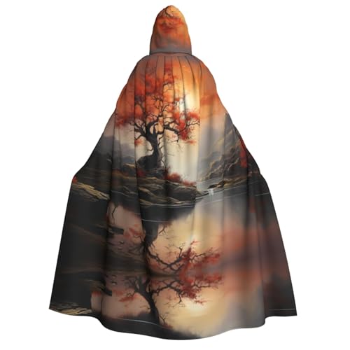 OIBNKCN Maple Leaf Trees Halloween Hooded Robe for Adults Men Women Christmas Hoodies Cloaks Rollenspiel Kostüme von OIBNKCN
