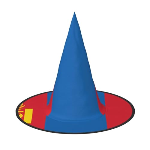 OIBNKCN Mongolische Flagge, Halloween-Hut, Hexenhut, perfekt für Frauen, Männer, Hexenhut, Dekoration zum Aufhängen und für Partys von OIBNKCN