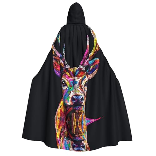 OIBNKCN Mysterious Rainbow Deer Halloween Hooded Robe for Adults Men and Women Christmas Hoodies Cloaks Rollenspiel Kostüme von OIBNKCN