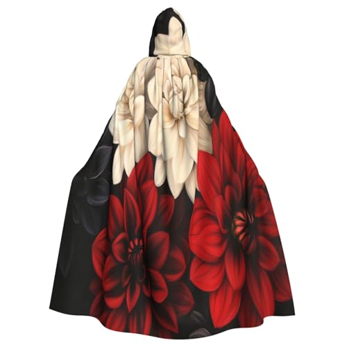 OIBNKCN Mysterious Rose Kapuzenumhang für Damen und Herren, langlebiger und stilvoller schwarzer Umhang mit Kapuze für Halloween, Cosplay und mehr. von OIBNKCN