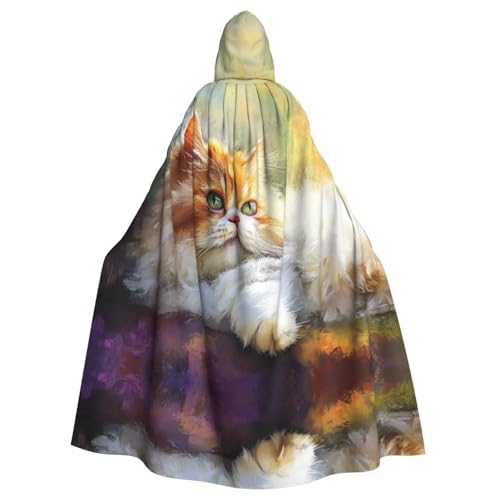 OIBNKCN Niedliche kleine Katze, geeignet für Männer und Frauen, Erwachsenen-Bademäntel mit Kapuze, Umhang, Ritter, stilvolle und coole Rollenspiel-Kostüme von OIBNKCN
