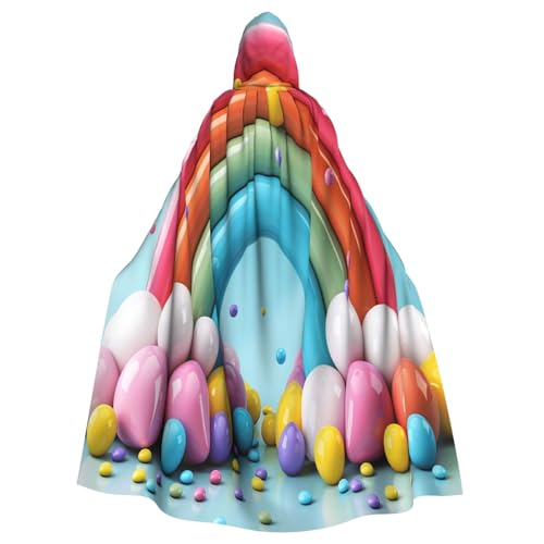 OIBNKCN Rainbow Candy Kapuzenumhang für Damen und Herren, langlebiger und stilvoller schwarzer Umhang mit Kapuze für Halloween, Cosplay und mehr. von OIBNKCN