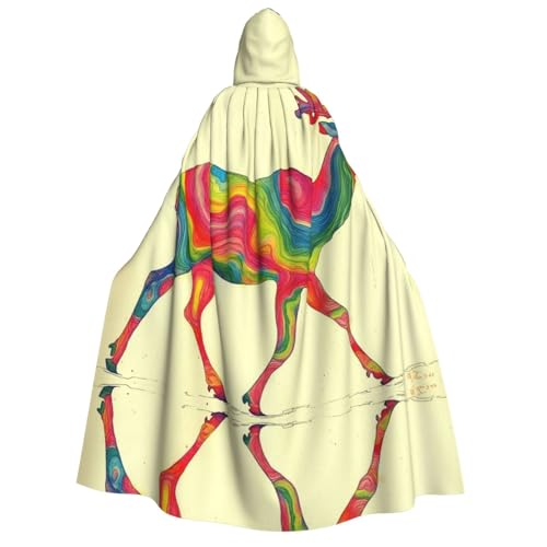 OIBNKCN Regenbogen Gefleckte Hirsch Halloween Kapuzenrobe für Erwachsene Männer Frauen Weihnachten Hoodies Umhang Rollenspiel Kostüme von OIBNKCN
