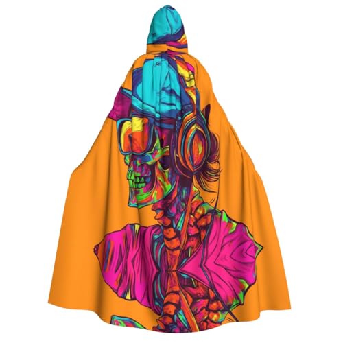OIBNKCN Rock Skelett Halloween Kapuzenmantel für Erwachsene Männer Frauen Weihnachten Hoodies Umhang Rollenspiel Kostüme von OIBNKCN