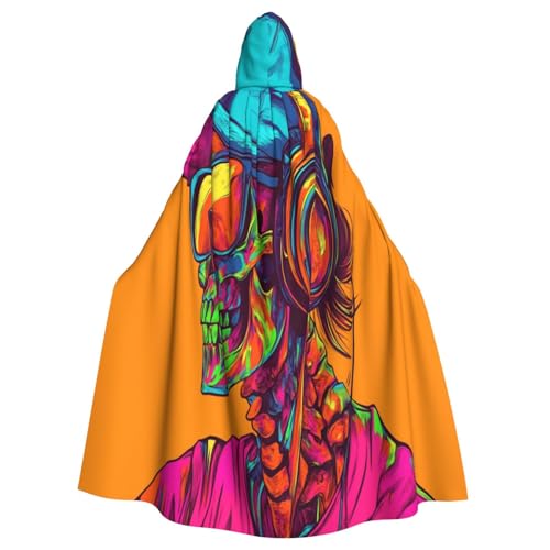 OIBNKCN Rock Skelett Kapuzenumhang für Damen und Herren, langlebiger und stilvoller schwarzer Umhang mit Kapuze für Halloween, Cosplay und mehr. von OIBNKCN