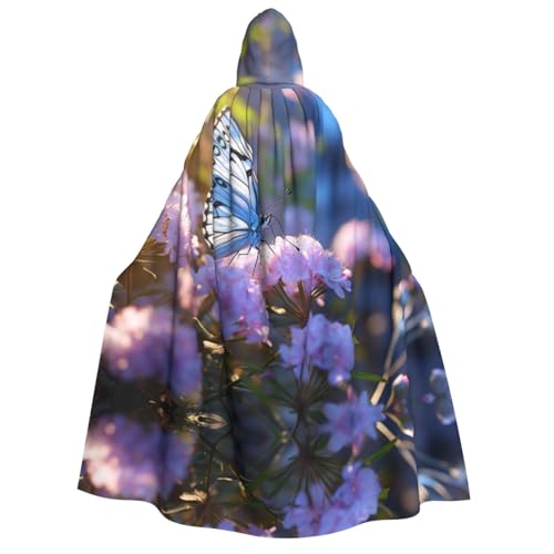 OIBNKCN Schmetterlinge auf Blumen Halloween Kapuzenmantel für Erwachsene Männer Frauen Weihnachten Hoodies Umhang Rollenspiel Kostüme von OIBNKCN