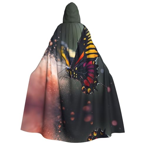 OIBNKCN Schmetterlinge im Nebel Halloween Kapuzenmantel für Erwachsene Männer Frauen Weihnachten Hoodies Umhang Rollenspiel Kostüme von OIBNKCN