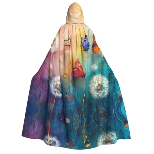 OIBNKCN Schmetterlinge und Löwenzahn Halloween Kapuzenmantel für Erwachsene Männer Frauen Weihnachten Hoodies Umhang Rollenspiel Kostüme von OIBNKCN