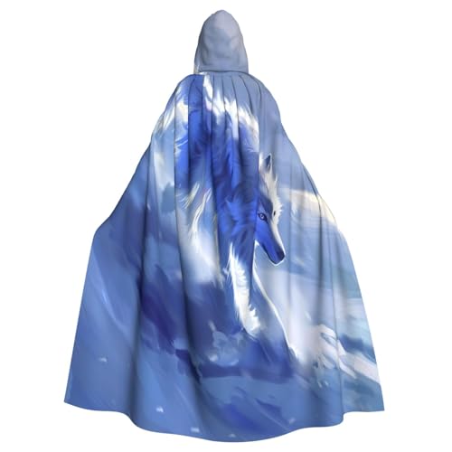 OIBNKCN Schneewolf, Laufender Kapuzenumhang für Damen und Herren, langlebiger und stilvoller schwarzer Umhang mit Kapuze für Halloween, Cosplay und mehr. von OIBNKCN