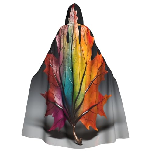 OIBNKCN Umhang mit Kapuze aus Ahornblättern für Damen und Herren, langlebiger und stilvoller schwarzer Umhang mit Kapuze für Halloween, Cosplay und mehr. von OIBNKCN