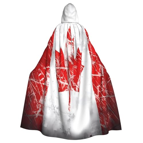 OIBNKCN Umhang mit Kapuze im Retro-Stil mit Kanada-Flagge für Damen und Herren, langlebiger und stilvoller schwarzer Umhang mit Kapuze für Halloween, Cosplay und mehr. von OIBNKCN
