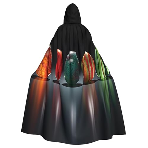 OIBNKCN Umhang mit bunten Glasperlen und Kapuze für Damen und Herren, langlebiger und stilvoller schwarzer Umhang mit Kapuze für Halloween, Cosplay und mehr. von OIBNKCN