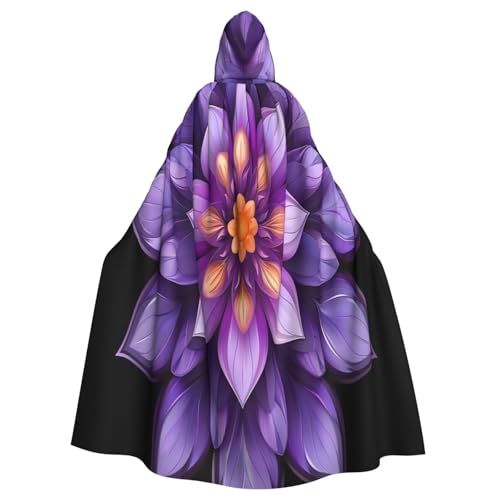OIBNKCN Umhang mit lila Blumen und Kapuze für Damen und Herren, langlebiger und stilvoller schwarzer Umhang mit Kapuze für Halloween, Cosplay und mehr. von OIBNKCN