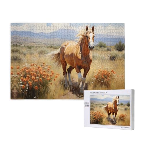 Pferde in den Feldern 1000 Puzzles für Erwachsene, herausfordernde Puzzles, perfekt für Spieleabende, fertige Puzzle-Größen von 29,5 x 19,7 cm von OIBNKCN