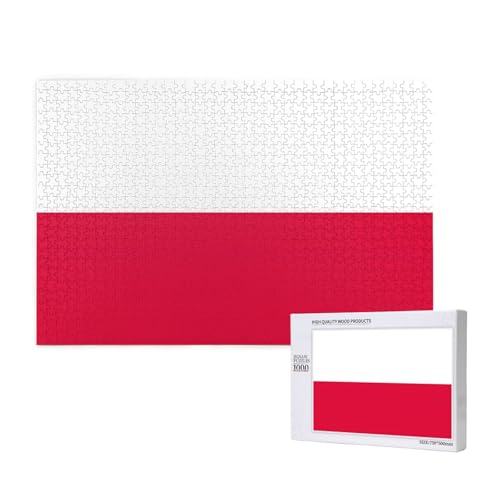 Polnische Flagge 1000 Erwachsenenpuzzles – herausfordernde Puzzles, perfekt für Spieleabende – fertige Puzzle-Größen von 29,5 x 19,7 cm von OIBNKCN