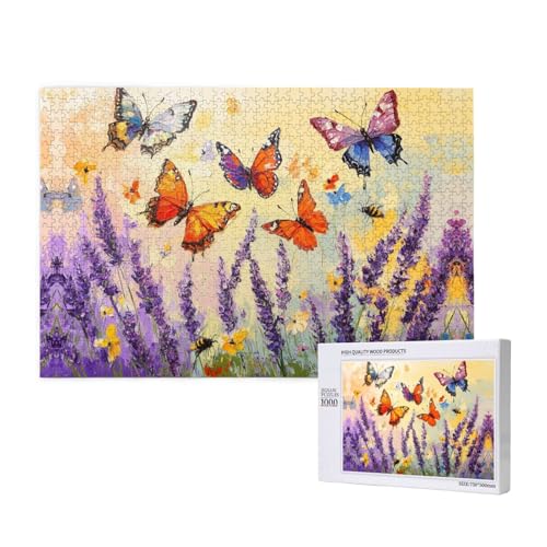 Purple Lavender and Butterfly 1000 Adult Puzzles - Challenging Puzzles, Perfect for Game Nights - Completed Puzzle Sizes of 29.5x19.7 von OIBNKCN