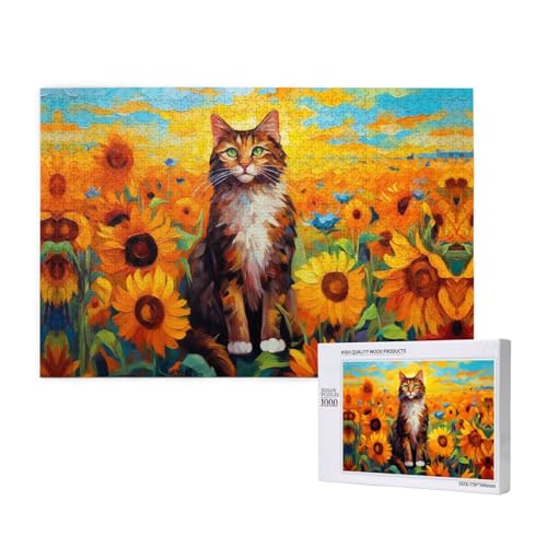 Quiet Little Cat 1000 Puzzles für Erwachsene, herausfordernde Puzzles, perfekt für Spieleabende, fertige Puzzle-Größen von 29,5 x 19,7 cm von OIBNKCN