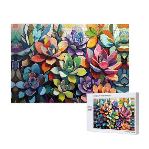 Rendering of Bright Flowers 1000 Puzzles für Erwachsene, herausfordernde Puzzles, perfekt für Spieleabende, fertige Puzzle-Größen von 29,5 x 19,7 cm von OIBNKCN