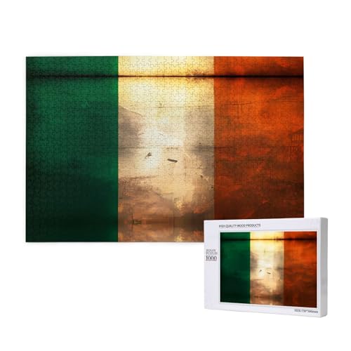 Retro Irische Flagge 1000 Erwachsenenpuzzles – Herausfordernde Puzzles, perfekt für Spieleabende – fertige Puzzle-Größen von 29,5 x 19,7 cm von OIBNKCN