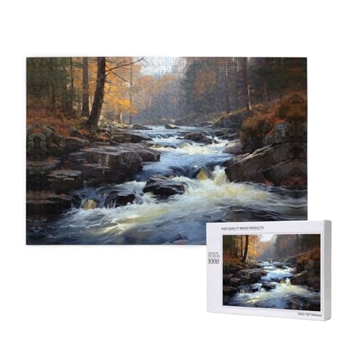 Romantic Small River 1000 Erwachsenenpuzzles – Herausfordernde Puzzles, perfekt für Spieleabende – fertige Puzzle-Größen von 29,5 x 19,7 cm von OIBNKCN