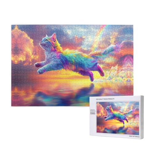 Running Colored Kitten 1000 Erwachsenenpuzzles – herausfordernde Puzzles, perfekt für Spielabende – fertige Puzzle-Größen von 29,5 x 19,7 cm von OIBNKCN
