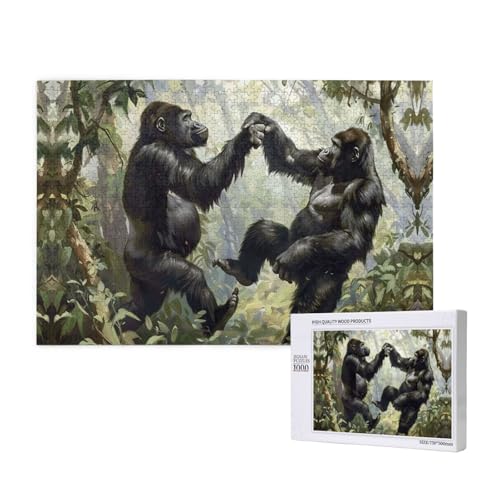Schimpansen spielen 1000 Erwachsenenrätsel – herausfordernde Puzzles, perfekt für Spieleabende – fertige Puzzle-Größen von 29,5 x 19,7 cm von OIBNKCN