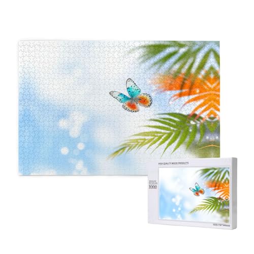 Schmetterlinge unter der Sonne, 1000 Puzzles für Erwachsene, herausfordernde Puzzle, perfekt für Spieleabende, komplette Puzzle-Größen von 75 x 50 cm von OIBNKCN
