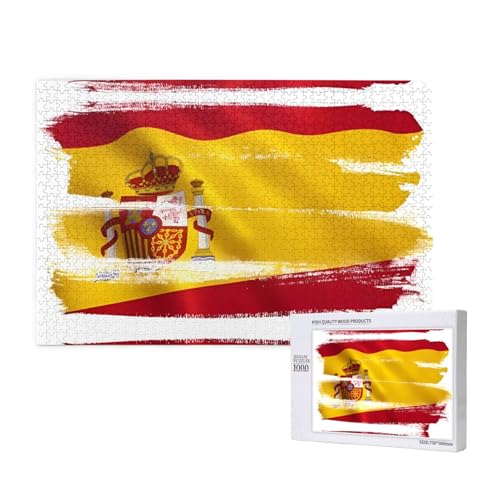 Spanien Flagge 1000 Erwachsenenpuzzles - Herausfordernde Puzzles, perfekt für Spieleabende - Fertige Puzzle-Größen von 29,5 x 19,7 von OIBNKCN