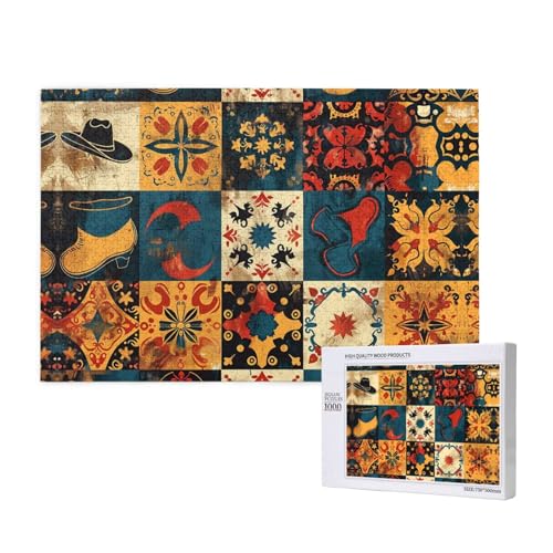 Spleißen alter Muster 1000 Erwachsenenpuzzles – herausfordernde Puzzles, perfekt für Spieleabende – fertige Puzzle-Größen von 29,5 x 19,7 cm von OIBNKCN
