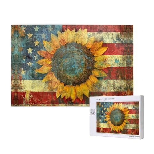 Sunflowers Elements 1000 Puzzles für Erwachsene, herausfordernde Puzzles, perfekt für Spieleabende, fertige Puzzle-Größen von 29,5 x 19,7 cm von OIBNKCN