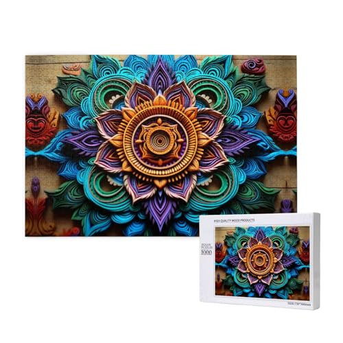 Symmetrisches Kranzmuster 1000 Erwachsenenpuzzles – herausfordernde Puzzles, perfekt für Spieleabende – fertige Puzzle-Größen von 29,5 x 19,7 cm von OIBNKCN