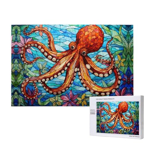 The Abstract Colored Octopus 1000 Adult Puzzles - Challenging Puzzles, Perfect for Game Nights - Completed Puzzle Sizes of 29.5 x 19.7 von OIBNKCN