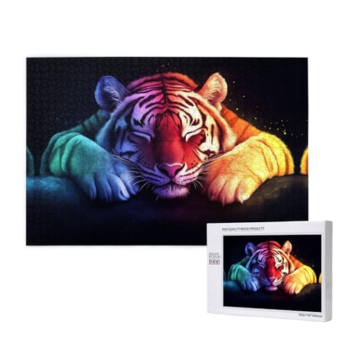 The Colorful Tiger 1000 Erwachsenenpuzzles – herausfordernde Puzzles, perfekt für Spieleabende – fertige Puzzle-Größen von 29,5 x 19,7 cm von OIBNKCN