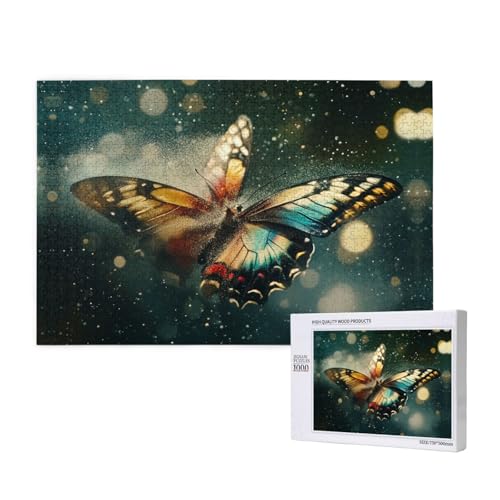 The Glowing Butterfly 1000 Erwachsenenpuzzles – herausfordernde Puzzles, perfekt für Spieleabende – fertige Puzzle-Größen von 29,5 x 19,7 cm von OIBNKCN