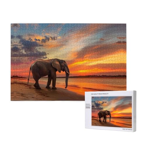 The Lonely Elephant 1000 Puzzles für Erwachsene, herausfordernde Puzzle, perfekt für Spieleabende, komplette Puzzle-Größen von 75 x 50 cm von OIBNKCN