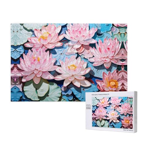 The Pale Lotus Flowers 1000 Erwachsenenpuzzles – Herausfordernde Puzzles, perfekt für Spieleabende – fertige Puzzle-Größen von 29,5 x 19,7 cm von OIBNKCN