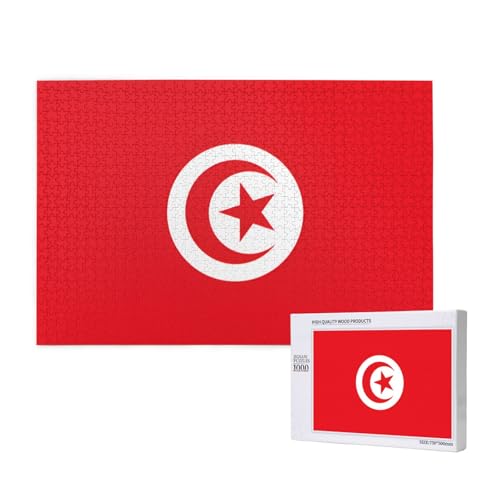 Tunesische Flagge, 1000 Erwachsenenpuzzles, anspruchsvolle Puzzles, perfekt für Spieleabende, fertige Puzzle-Größen von 29,5 x 19,7 cm von OIBNKCN