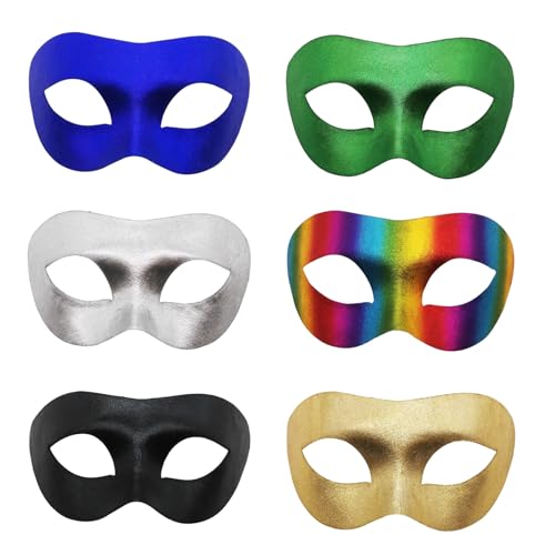 OIDEA Herren Venezianische Maske Set: 6pcs Maskerade Halbemaske Augenmaske Karnevalsmaske Kostüm Karneval Cosplay Party Masquerade für Herren Frauen Blau Grün Gold Schwarz Silber Bunt von OIDEA